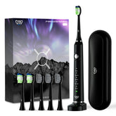 Periuta de dinti electrica, JTF Sonic, P200 (6 capete de periuta,  trusa de calatorit, suport de incarcare), Negru